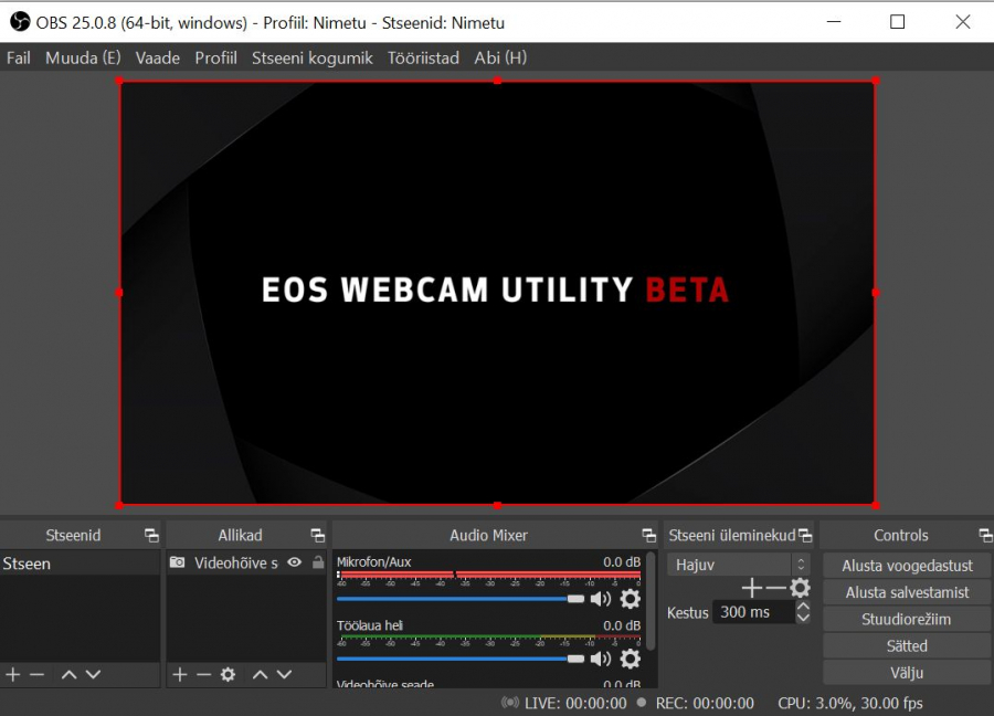OBS ja Canon Webcam Utility
