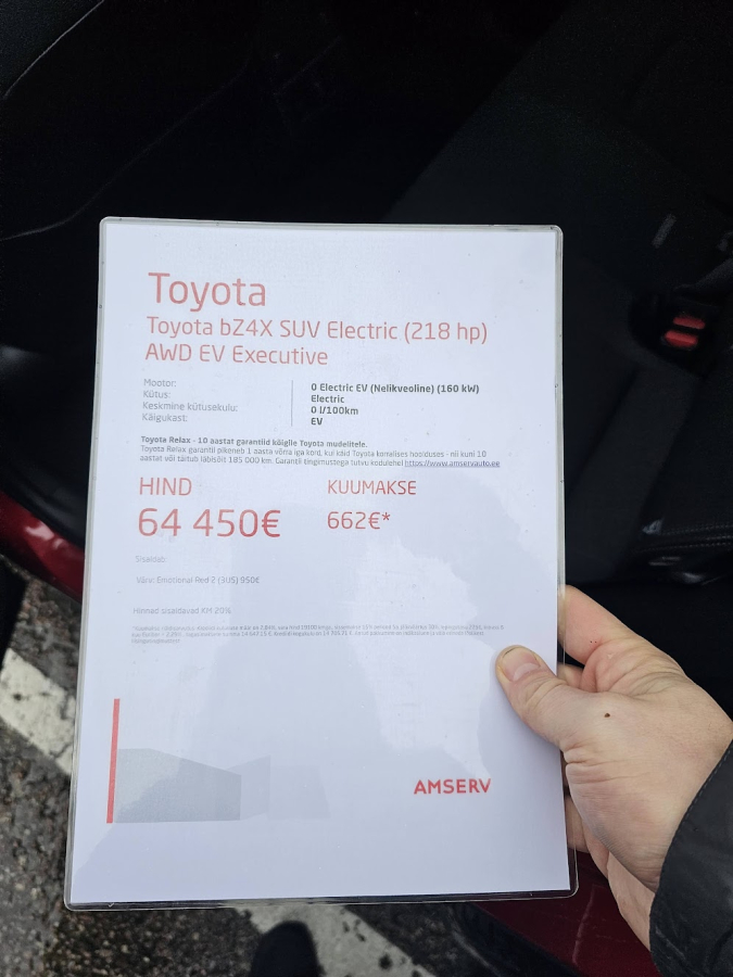 Toyota bz4x hinnapakkumine