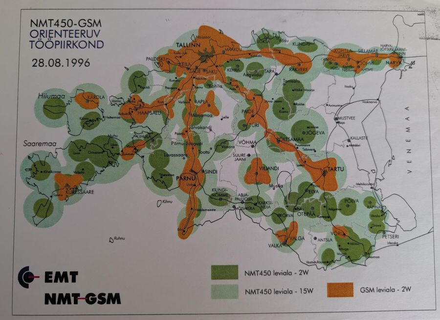 NMT-GSM leviala kaart 1996