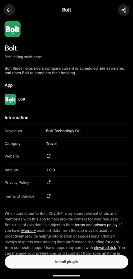 Bolt GPT plugin