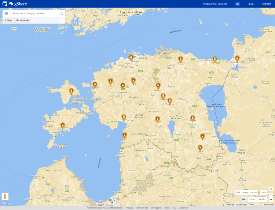 Asulad kus Eestis on Elektriauto Laadija