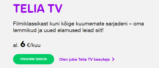 Telia TV hind alates