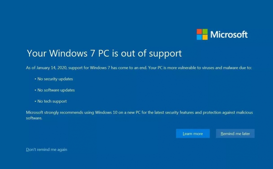 Windows 7 end of support