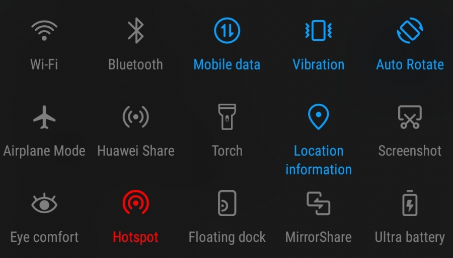 Huawei P10 hotspot.