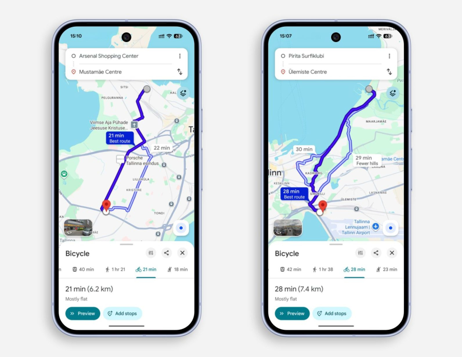 Google Maps näitab jalgrattateid