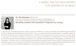 Stipendiumi sai Eesti teadlane dr Els Heinsalu.