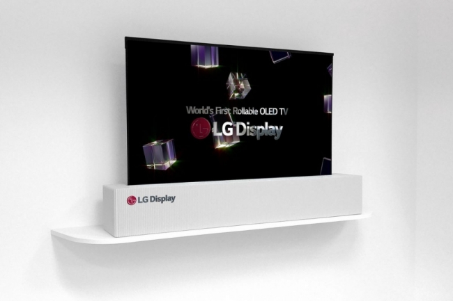 LG 65-tolline kokkurullitava ekraaniga teler.