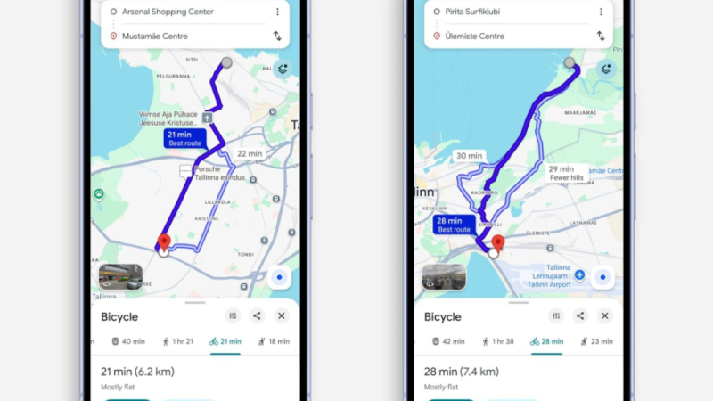 Google Maps näitab jalgrattateid